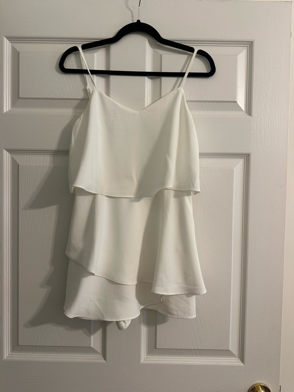 White Tiered Spaghetti-Strap Women's Top
